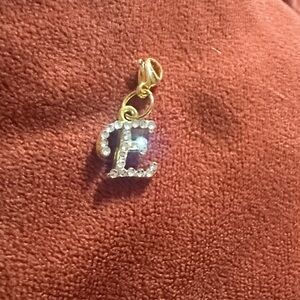 Swarovski 'E' Gold Plated Pendant Charm with Crystals
